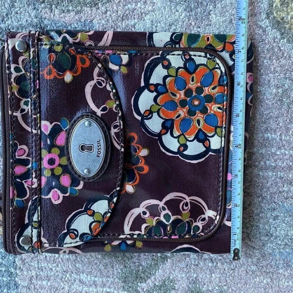 Fossil Round Floral Design Crossbody Purse